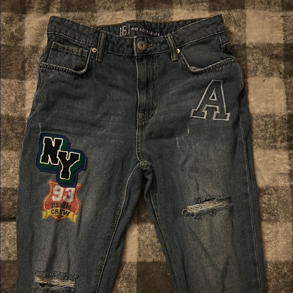 Men's Blue Jeans with Patches